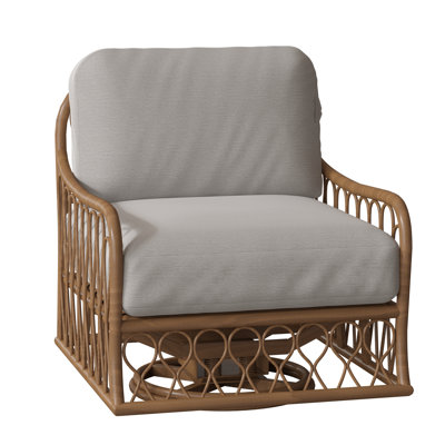 Cane Swivel Rocking Chair with Cushions