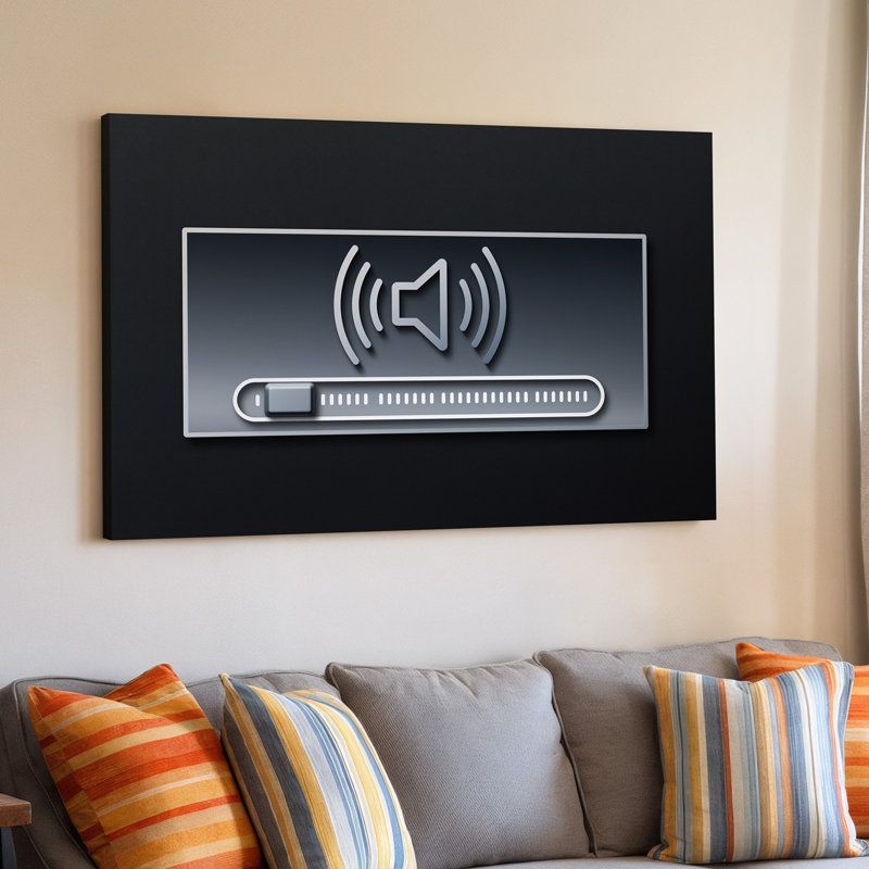 Toile «Design A Minimalist Digital Interface Design» mettant en vedette une glissière à contrôle de volume sur fond noir uni