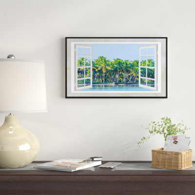 «Open Window to Seashore Palms», reproduction d'impression sur toile tendue