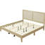 Lit plateforme en bois massif avec rotin-121077178