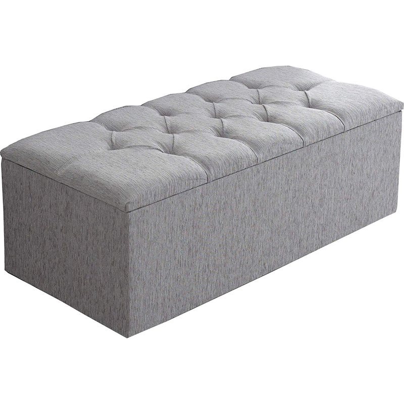 Deane 102cm Wide Tufted Rectangle Solid Colour Ottoman with Storage, Mink