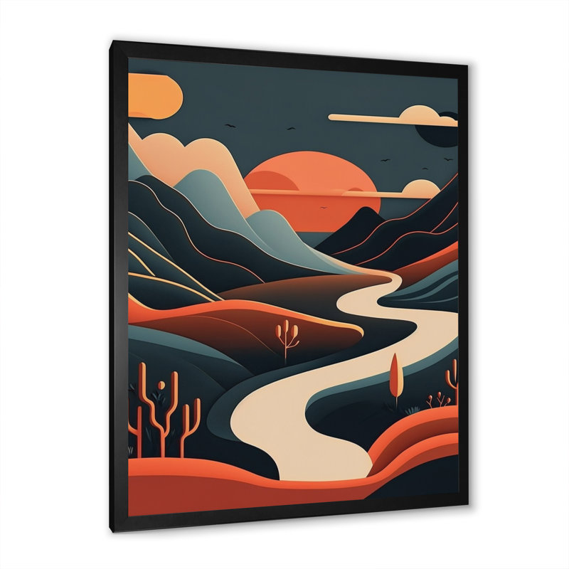 «Pine Tree In Graphic Terra Cotta Mountains II - Landscape Mountains», reproduction d'art murale, H 32 po x l 24 po x P 1 po