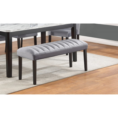 Gray Black Home Bench Furniture - Wood, Soft Velvet Upholstered Chair Modern Gray/Black Dining Area Wood Base,