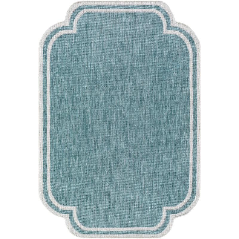 Tapis tissé à la machine Skiles, Bleu / Crème, Rectangle 2 pi 4 po x 3 pi 9 po