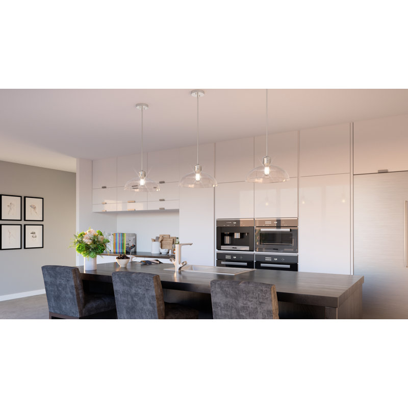 Iona Polished Chrome 14.75" Transitional Seeded Glass Pendant Light