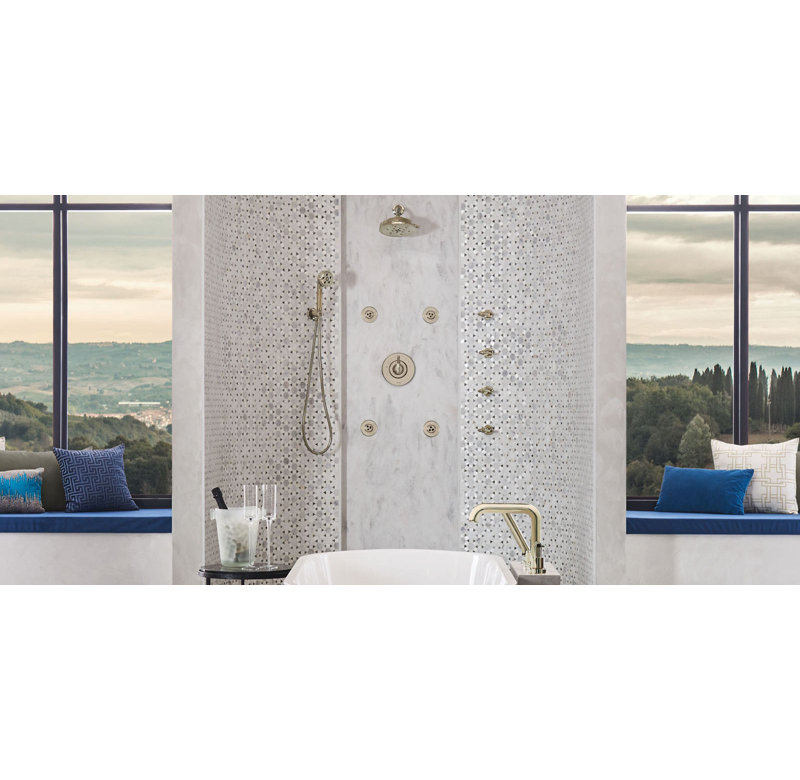 Litze® 4-Function Raincan Showerhead with H2OKinetic® Technology, Polished Nickel