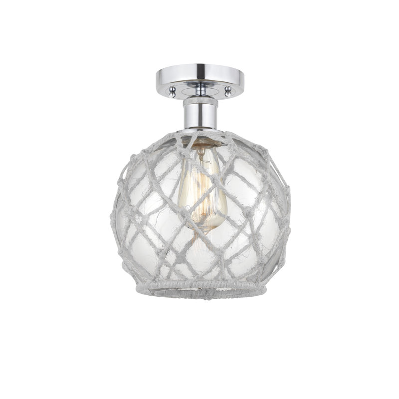 Plafonnier semi-encastré en verre Larocque, Transparent/blanc, Chrome poli