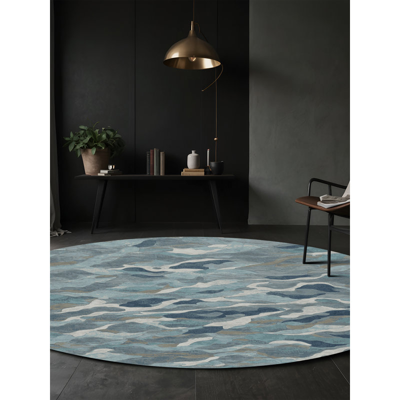 Tapis gris soyeux et moelleux, Rond 4 pi