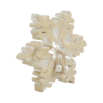Yuletide Glow Brushed Gold Wooden Snowflake