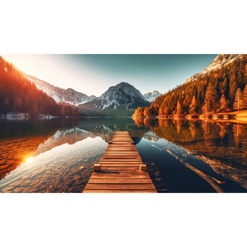 Art mural sur toile Sunrise Reflections Dock, H 24 po x l 42 po