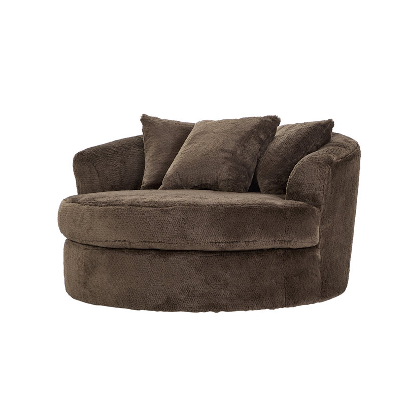 Hughes Furniture 13600 Upholstered Barrel Swivel Chair, Winter Chocolate, Winter Chocolate