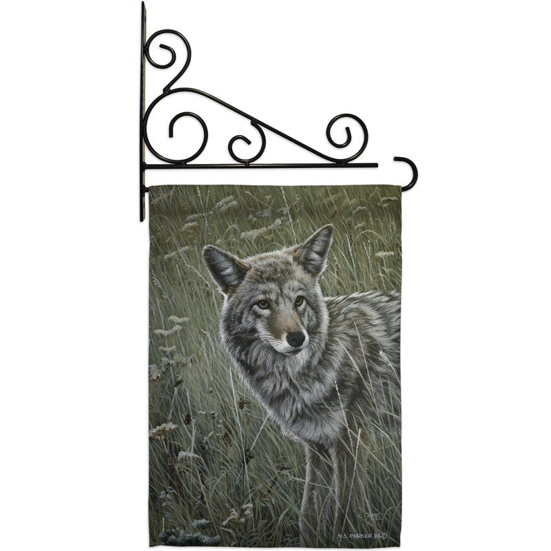 Coyote à 2 faces en polyester 19 x 13 po Ensemble de drapeaux