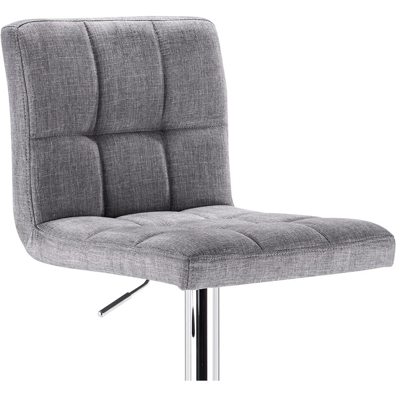 Dequincy Swivel Upholstered Adjustable Height Bar Stool with Steel Frame, Light Grey
