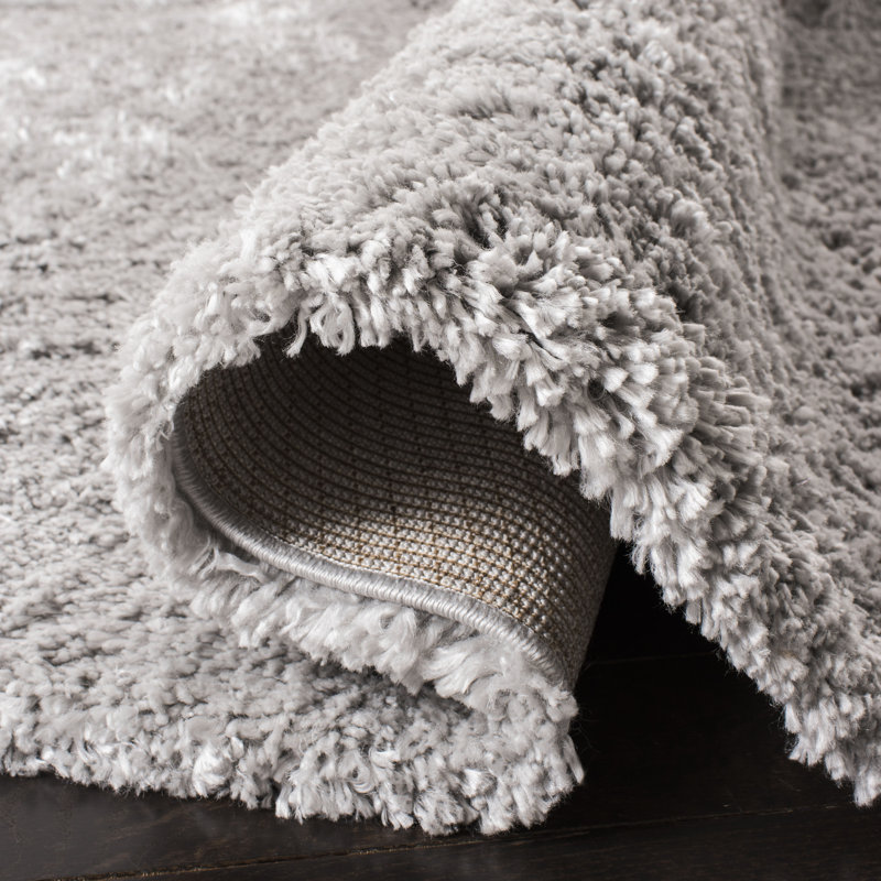 Tapis ivoire à poils longs Sador, Grey, Square 3'