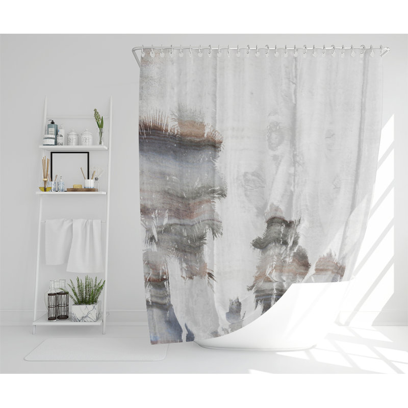 Silver Palm Designer Shower Curtain
