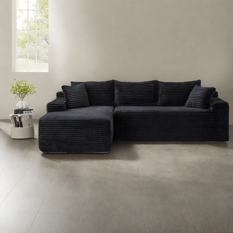 Compression Sectionals, Corduroy 106.3 Inch Modern L Shape For Home