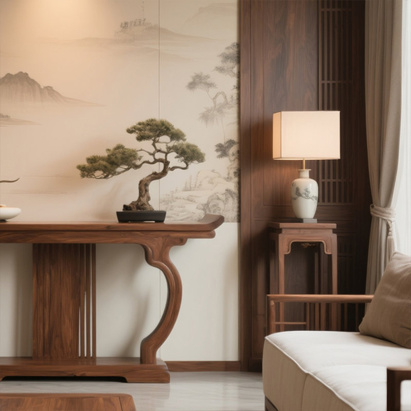 Nouvelle console en bois de style chinois, H 34,6 po x l 59 po x P 15,7 po