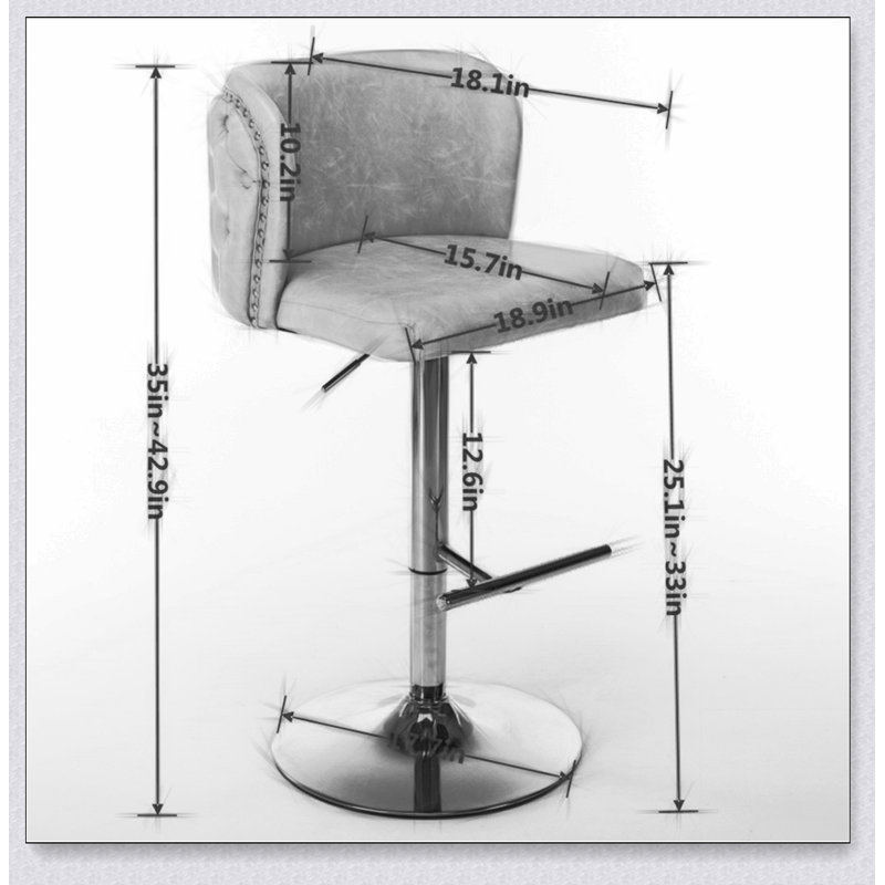 Swivel Barstools Adjusatble Seat Height, Upholstered Bar Stools with Back Tufted