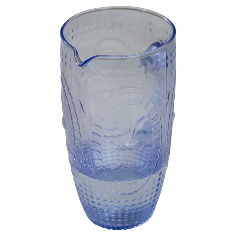 8.75" Blue Textured Glass Beverage Pitcher