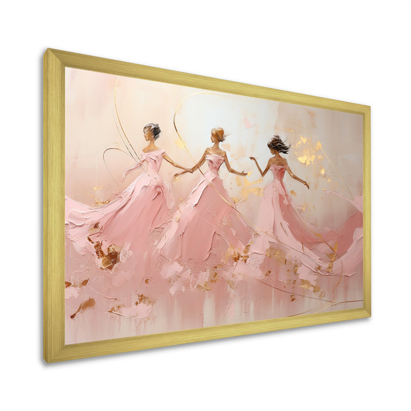Danse verte et dorée - impressions encadrées de danse, Cadre doré simple, H 40 po x l 30 po x P 1,5 po