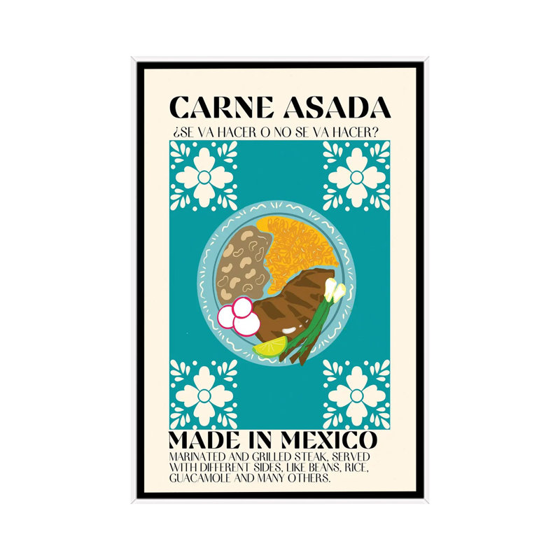 Carne Asada - reproduction d'art murale - toile encadrée, H 26 po x l 18 po, Impression encadrée flottante sans passe-partout
