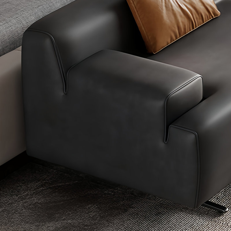 Banc rembourré en cuir de microfibre Modern Simplicity, H 27,55 po x l 70,86 po x P 21,65 po, Gris foncé