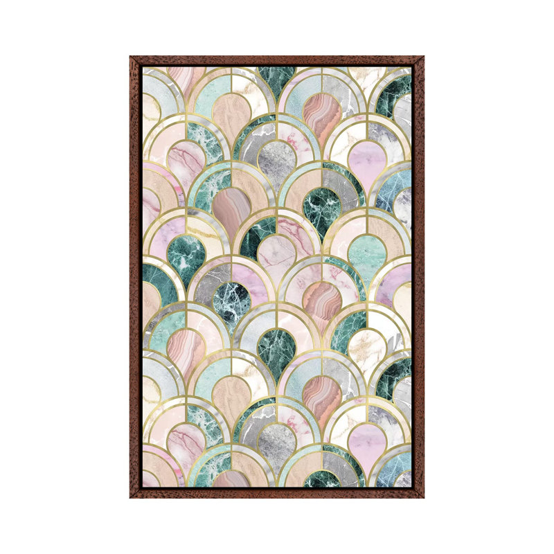 Marble Inlays by Emanuela Carratoni - Print on Canvas, Classic Brown Wood Framed, 152.5 cm H x 101.5 cm W