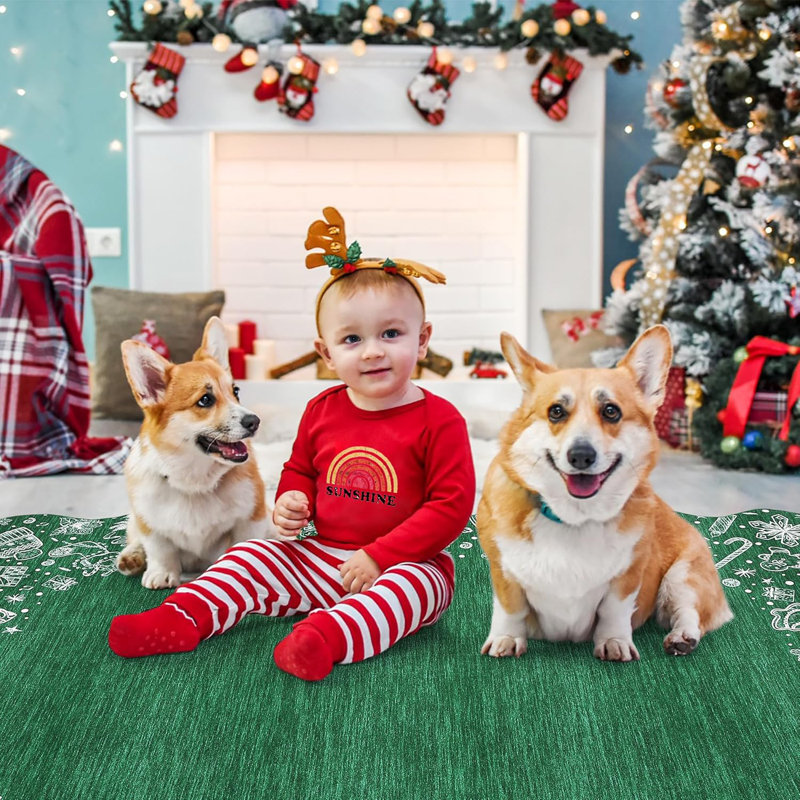 Christmas Kitchen Rugs Non Slip Washable Bathroom Rugs Christmas Tree＆Snowman Print Indoor Mats Non Shedding Stain Resistant Winter Rug Foldable Soft Floor Cover for Entryway