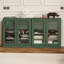 Buffet 100% bois massif 64 po avec portes en verre transparent, 4 tiroirs et tablettes réglables-182239968