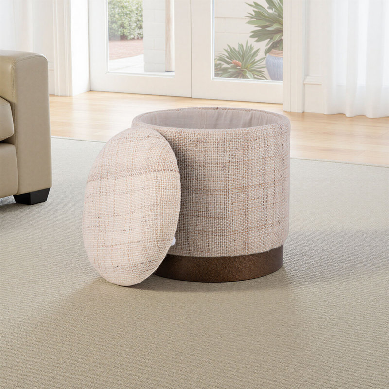 Repose-pieds rond élégant avec compartiment de rangement caché beige élégant 16 po