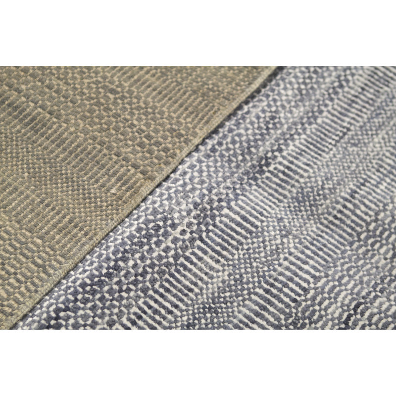 Wool Striped Area Rug in Light Gray