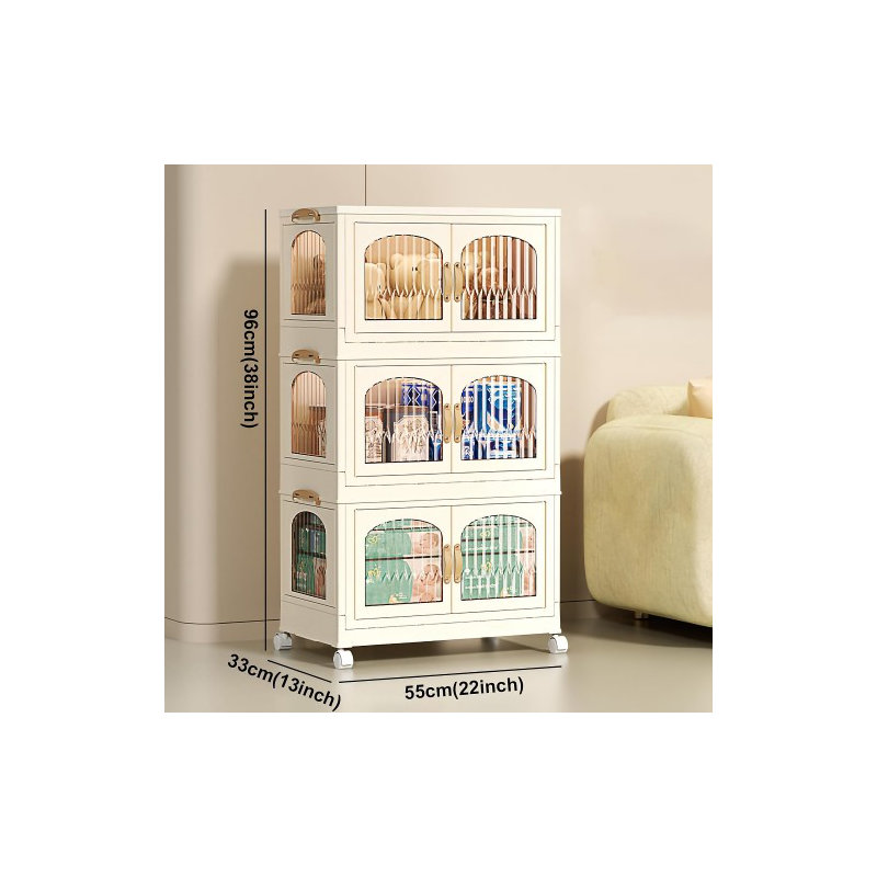 Armoire de rangement empilable à 3 niveaux avec roulettes, boîte de rangement portable et pliable pour la maison, la cuisine, la salle de bain ou le bureau - Système de tiroir en plastique peu encombrant