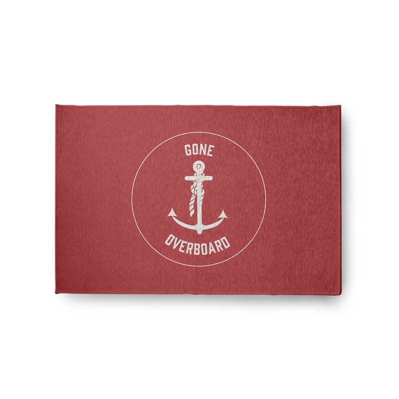 Tapis tissé à plat rouge / blanc Nautical Nights, Rectangle 2 pi x 3 pi