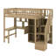 Lit mezzanine simple avec bureau, DEL, tablettes de rangement, armoires et escalier-906605629