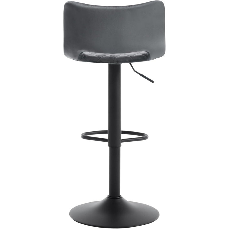 Upholstered Adjustable Height Counter Stool with Metal Frame, Dark Grey, 1