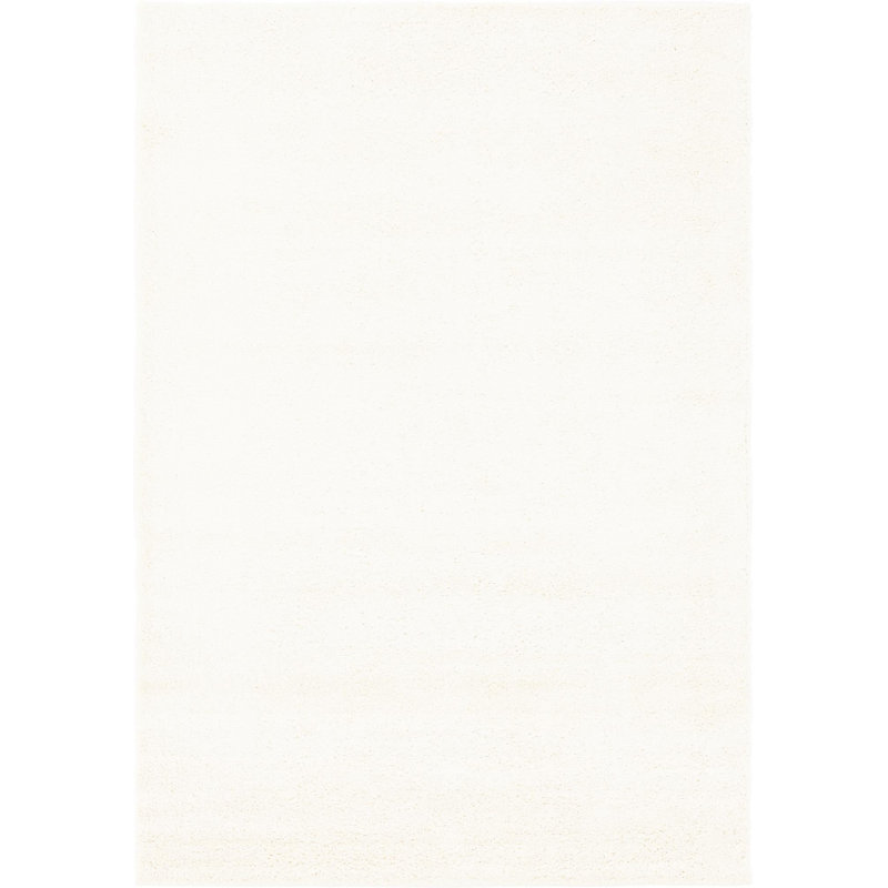 Tapis blanc en polypropylène tissé à la machine à poils longs Fragos, Rectangle 7 pi x 10 pi