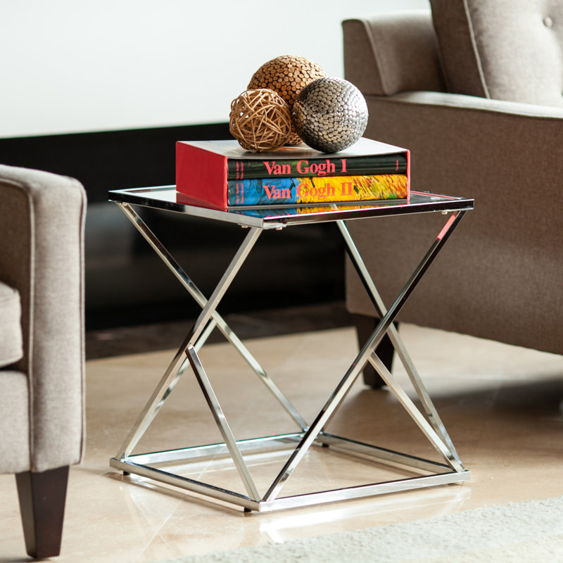 Table de bout Changa, Transparent, Chrome
