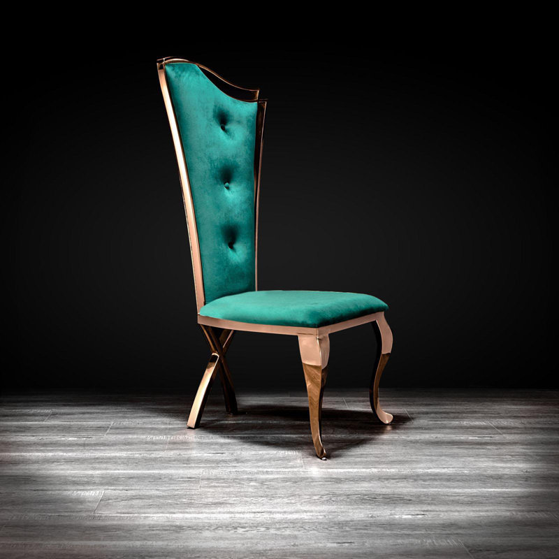 Mohandis 17'' H Velvet Upholstered Side Chair, Green