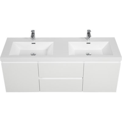 Meuble-lavabo blanc moderne (avec meuble-lavabo et lavabo) avec rangement