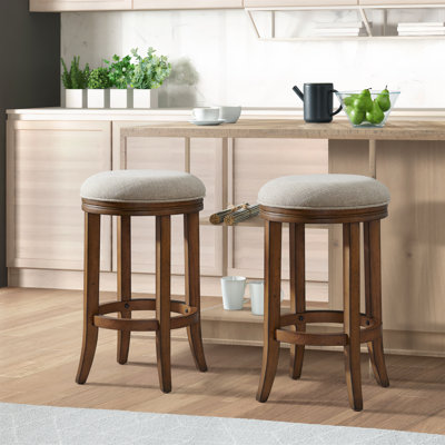 Natick Solid Rubber Wood Swivel Counter And Bar Stool
