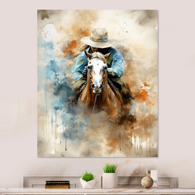«Cowboys avec cheval» - art mural en métal Cowboys