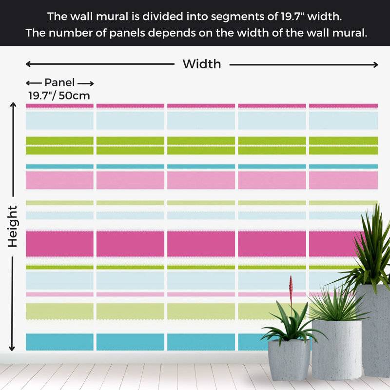 Striped Wall Mural, 90" L x 118" W