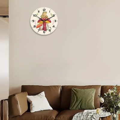 Wall Clocks,Frog 10 Inch Wall Clock,Mushroom Small Battery Operated Wall Clocks Decorative For Kitchen/Living Room/Bedroom/Bathroom/Dining Room
