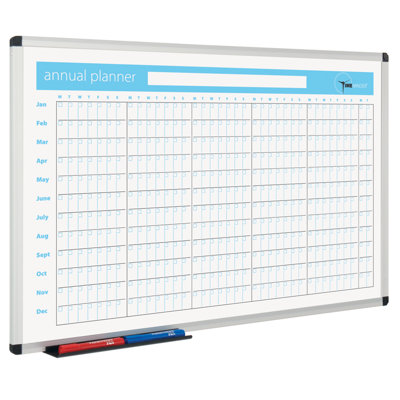 Planner Wall Mounted Whiteboard, 60cm H x 90cm W