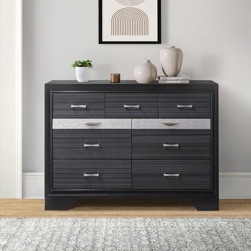 Commode 9 tiroirs Jubi, gris