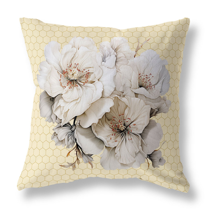 Coussin Magnolia Majesty, H 16 po x l 16 po, Jaune / multicolore