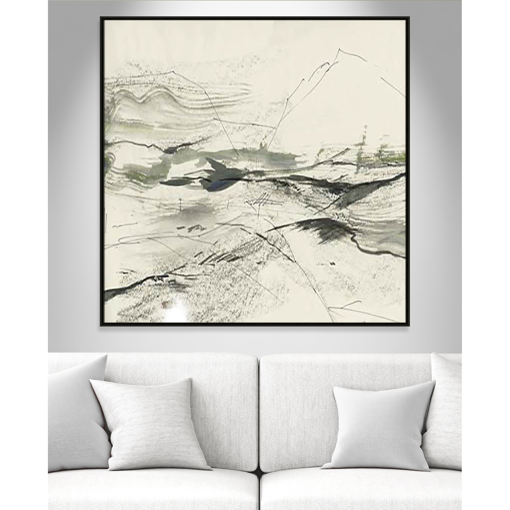 Green Sketches, Espresso Floater Framed, 46.5" H x 46.5" W x 2" D