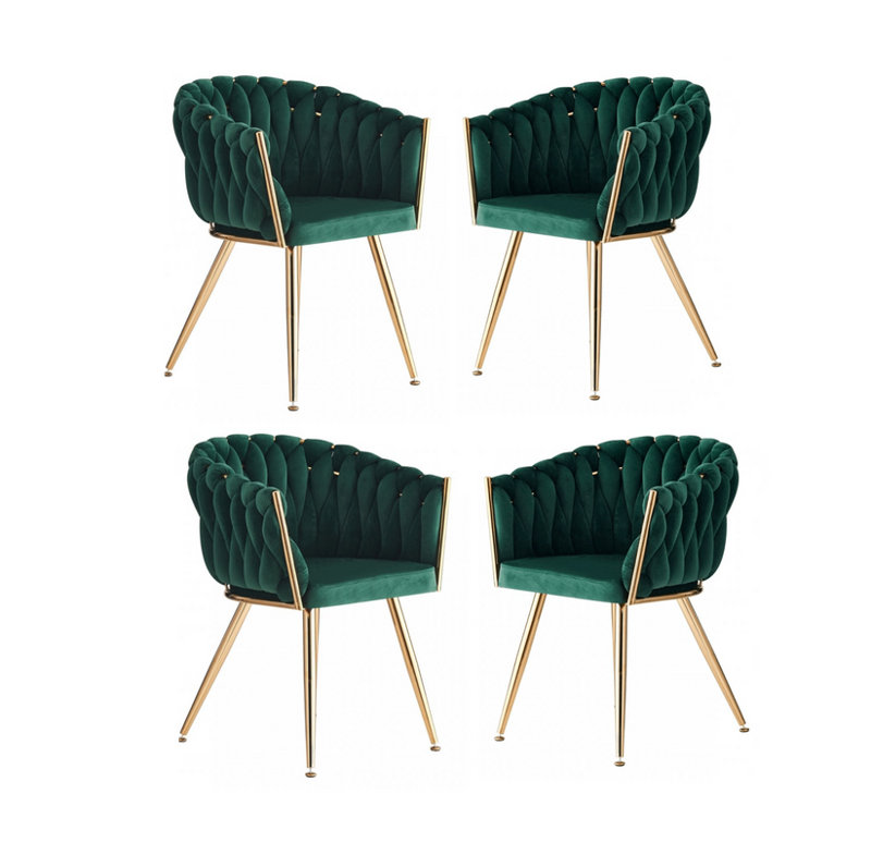 Abdurrahim Velvet Dining Chair - Ergonomic Tufted Back and Metal Legs - Button Back Armchair for Dining Room Living Room Restaurants