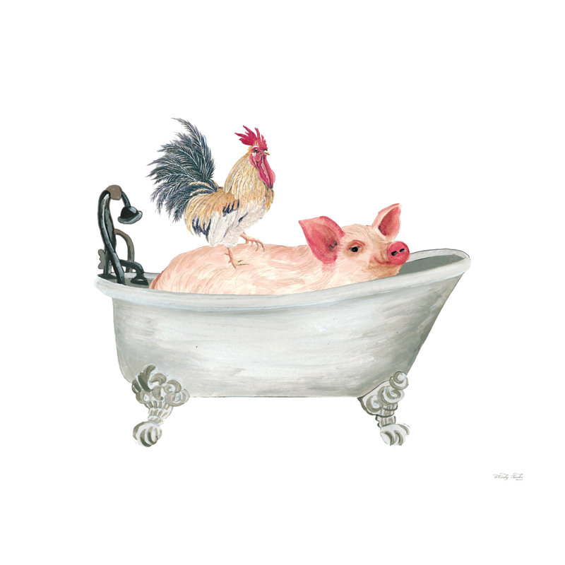«Farm Bath Tub Friends I», reproduction sur toile, H 20 po x l 30 po x P 1,25 po