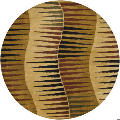Aadi Geometric Hand-Knotted Wool Tan/Red/Black Area Rug